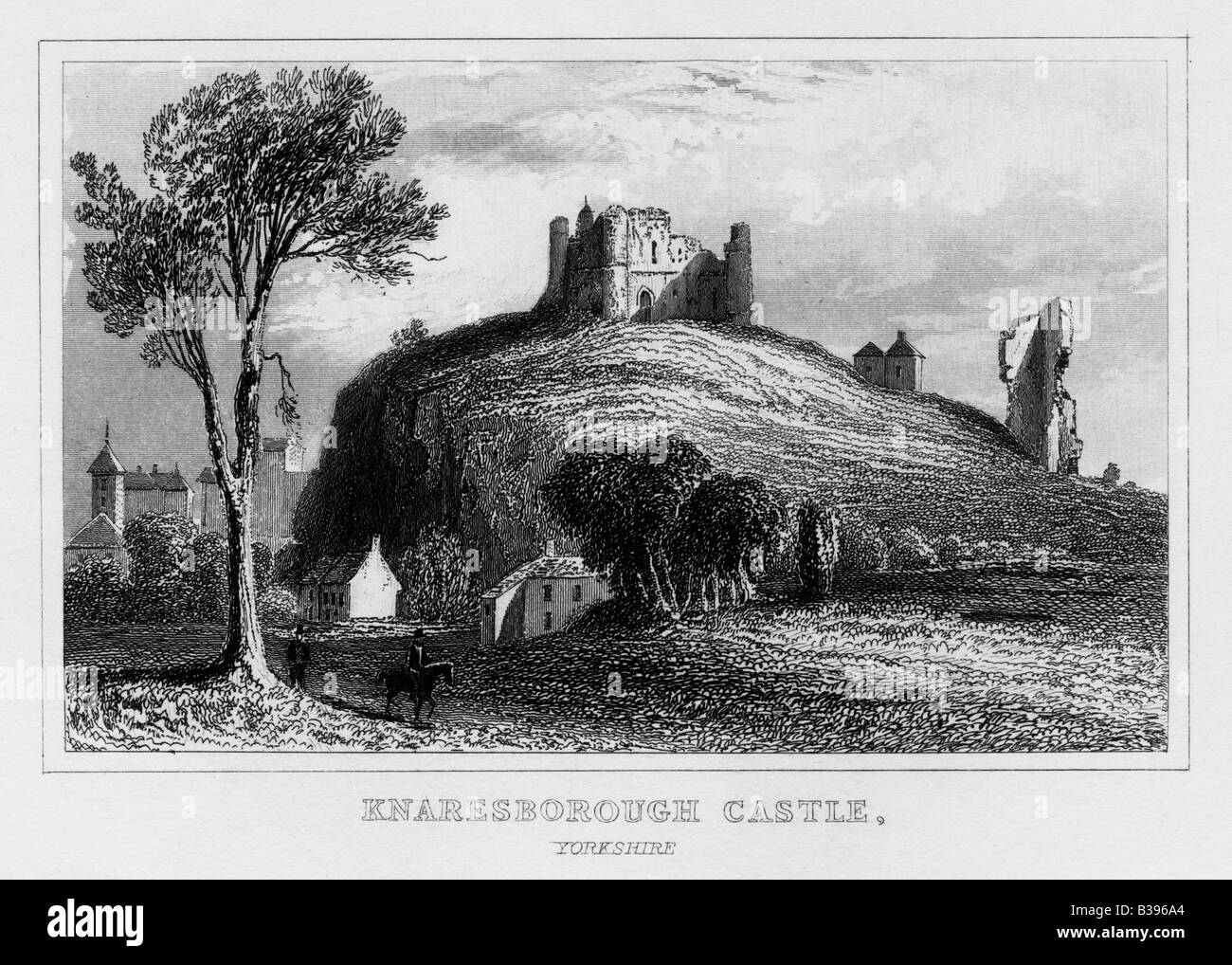 Knaresborough Castle Yorkshire circa 1830 19th Century Engraving Stock Photo