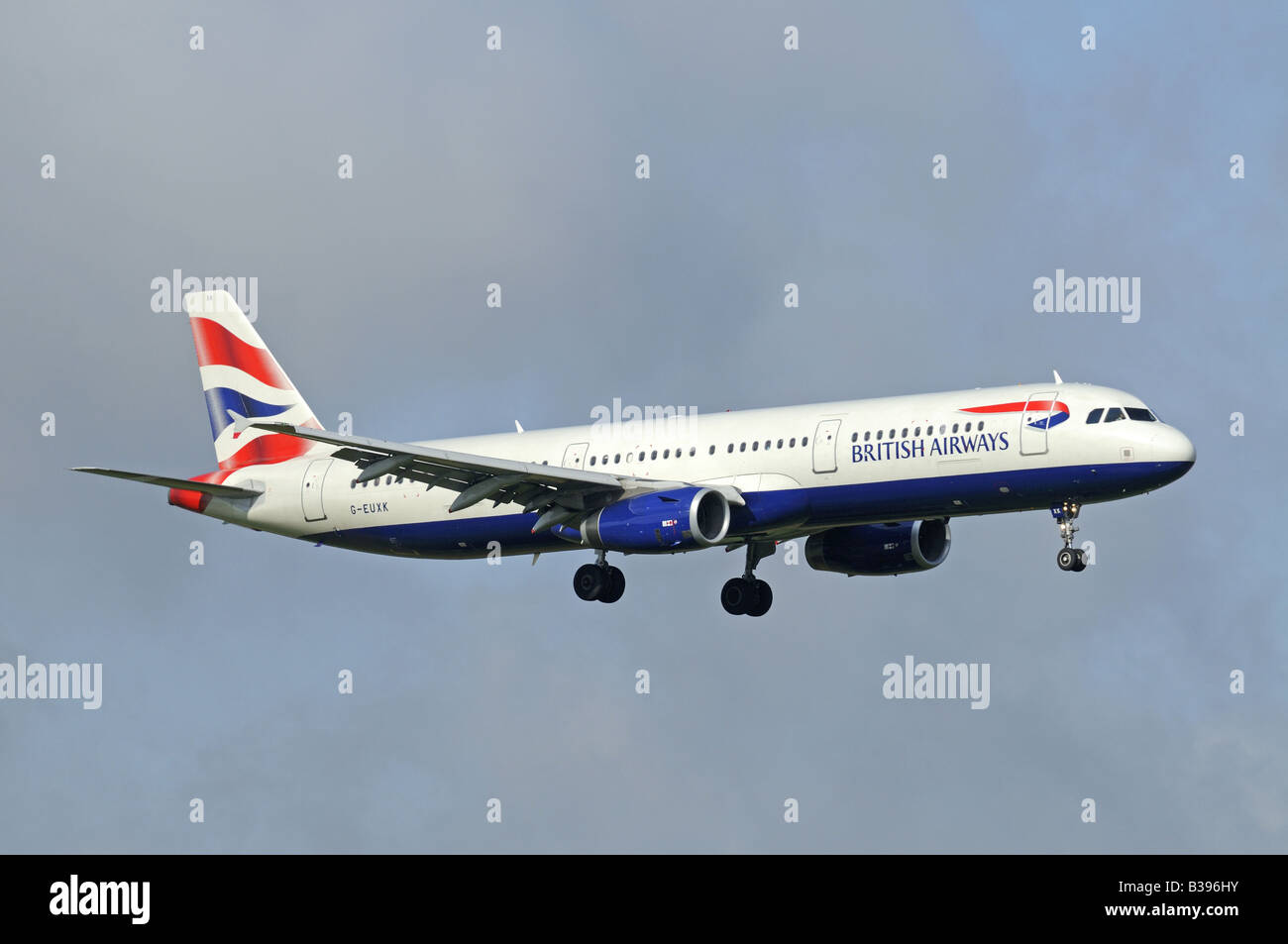 British Airways Airbus A 321-231 on Approach to Aberdeen Dyce Airfield Grampian Region North East Scotland Stock Photo