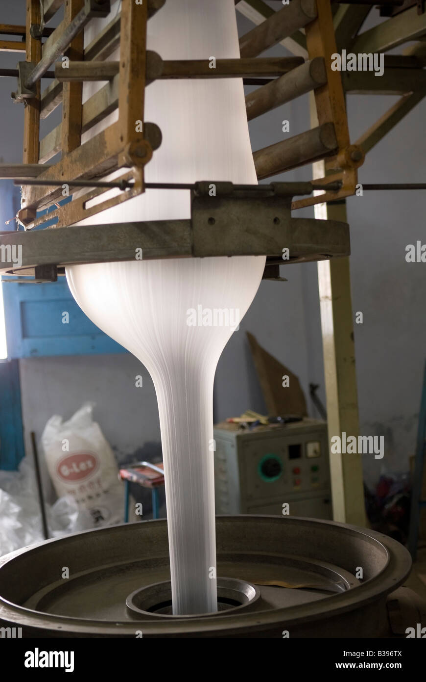 Plastic bag blowing production in India Stock Photo Alamy