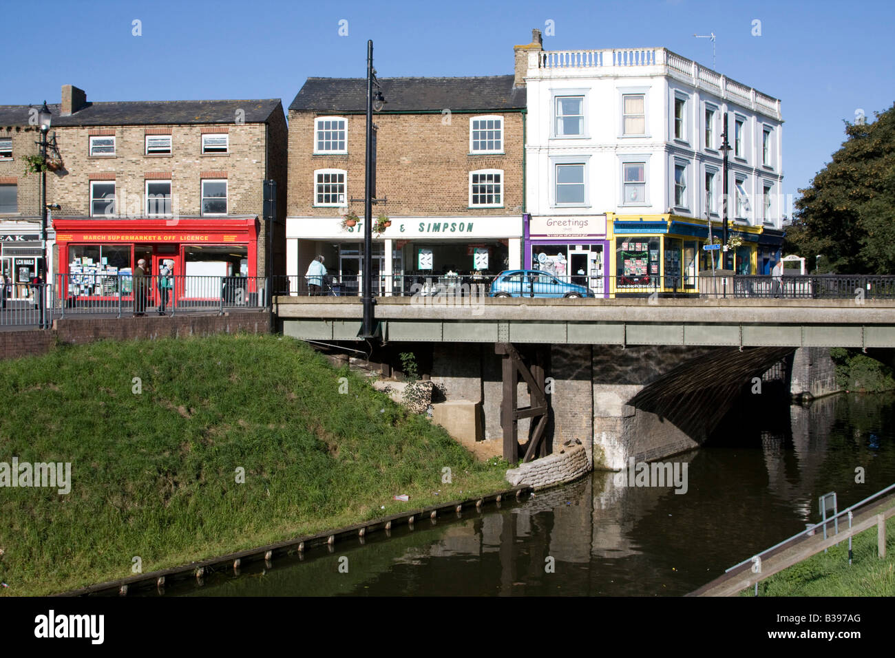 town bridge March is a Fenland market town in the Isle of Ely area of Cambridgeshire, England. Stock Photo