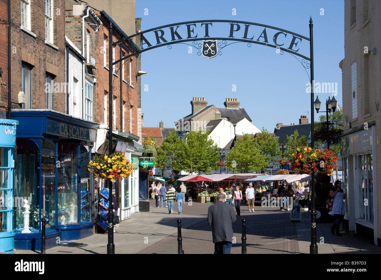 Wisbech market place town centre and inland port in the Fenland area of