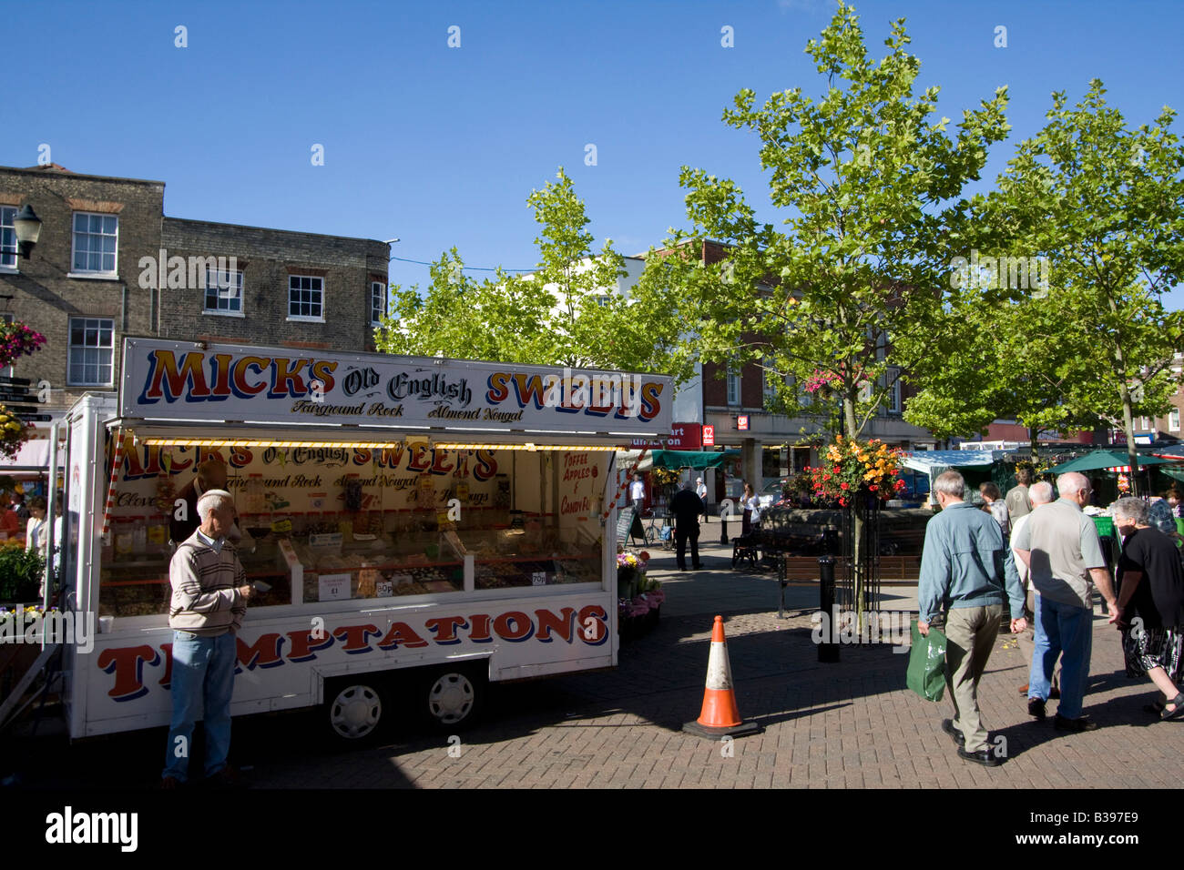 Wisbech market place town centre and inland port in the Fenland area of Cambridgeshire. Stock Photo