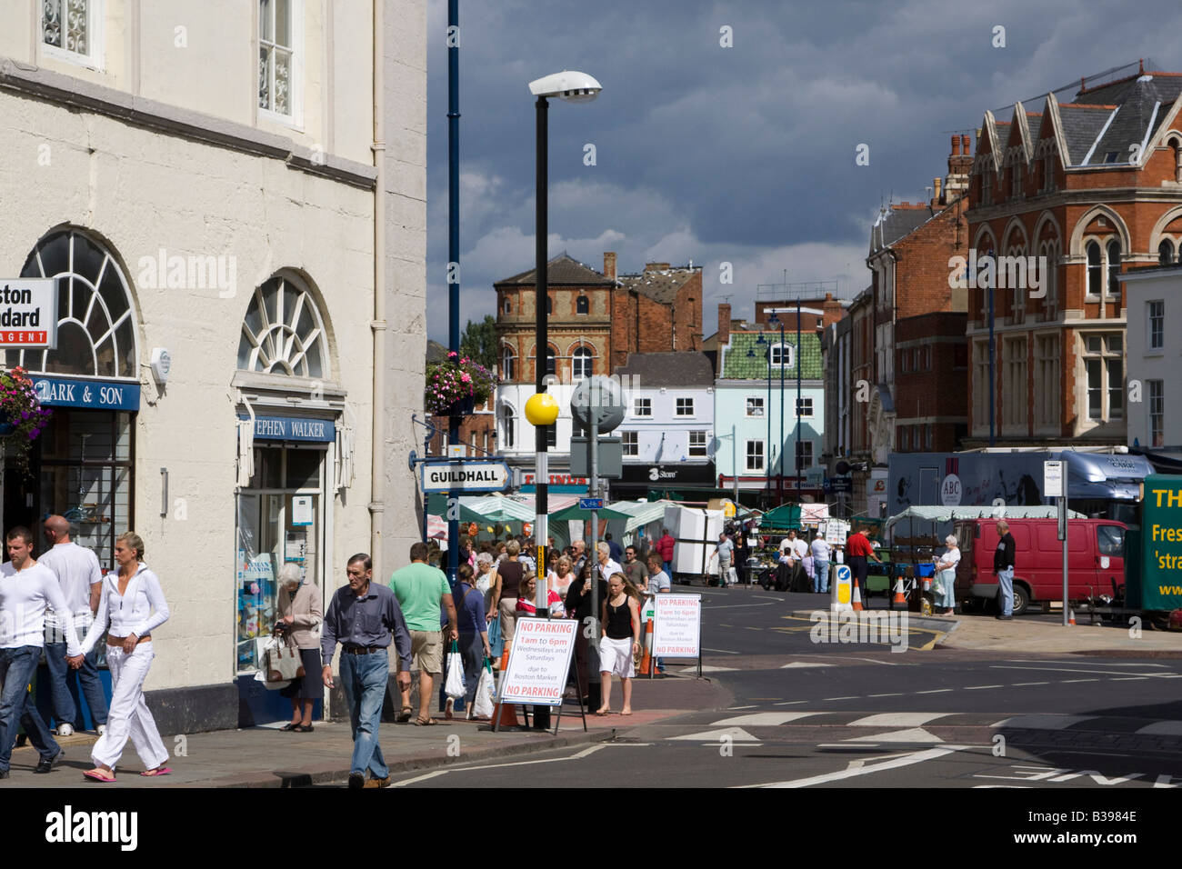 boston town centre high street market day lincolnshire england uk gb