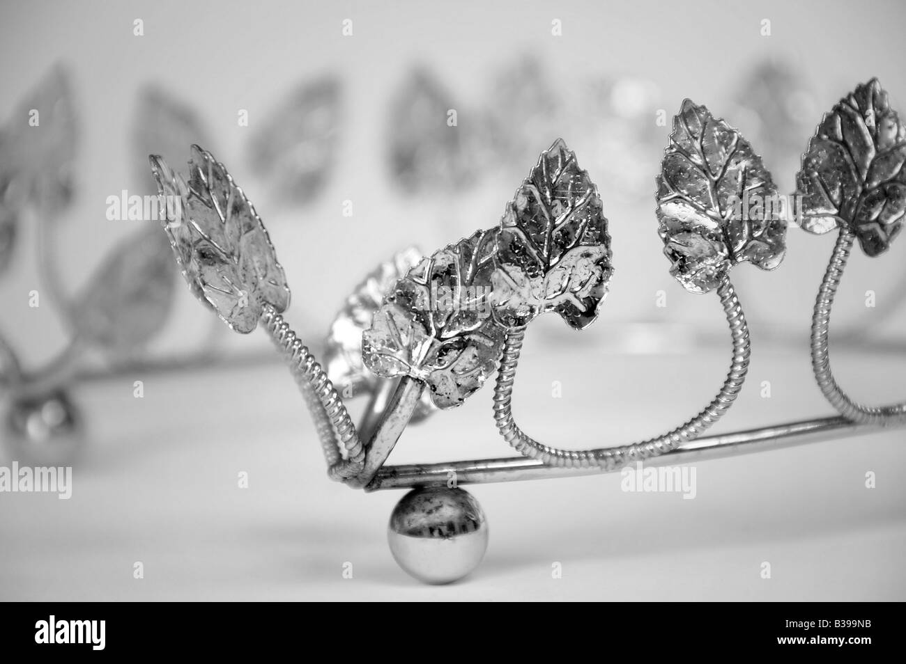 Greyscale, black and white, B&W, BW rustic silver leaf crown winter Christmas interpretation concept Stock Photo