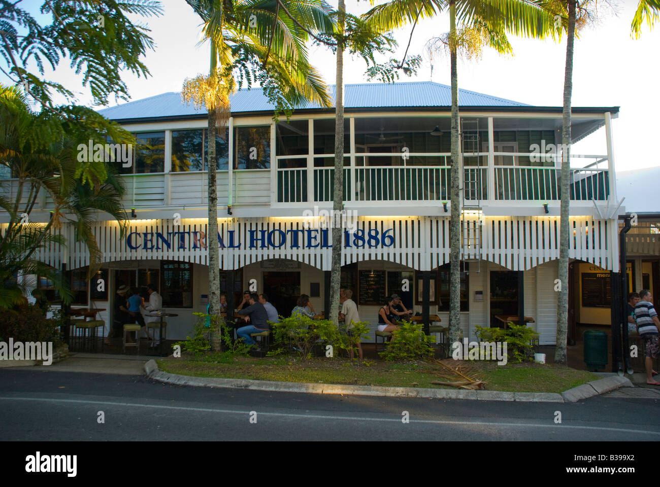 Late afternoon at The Central Hotel in Port Douglas north of Cairns in Queensland Australia Stock Photo