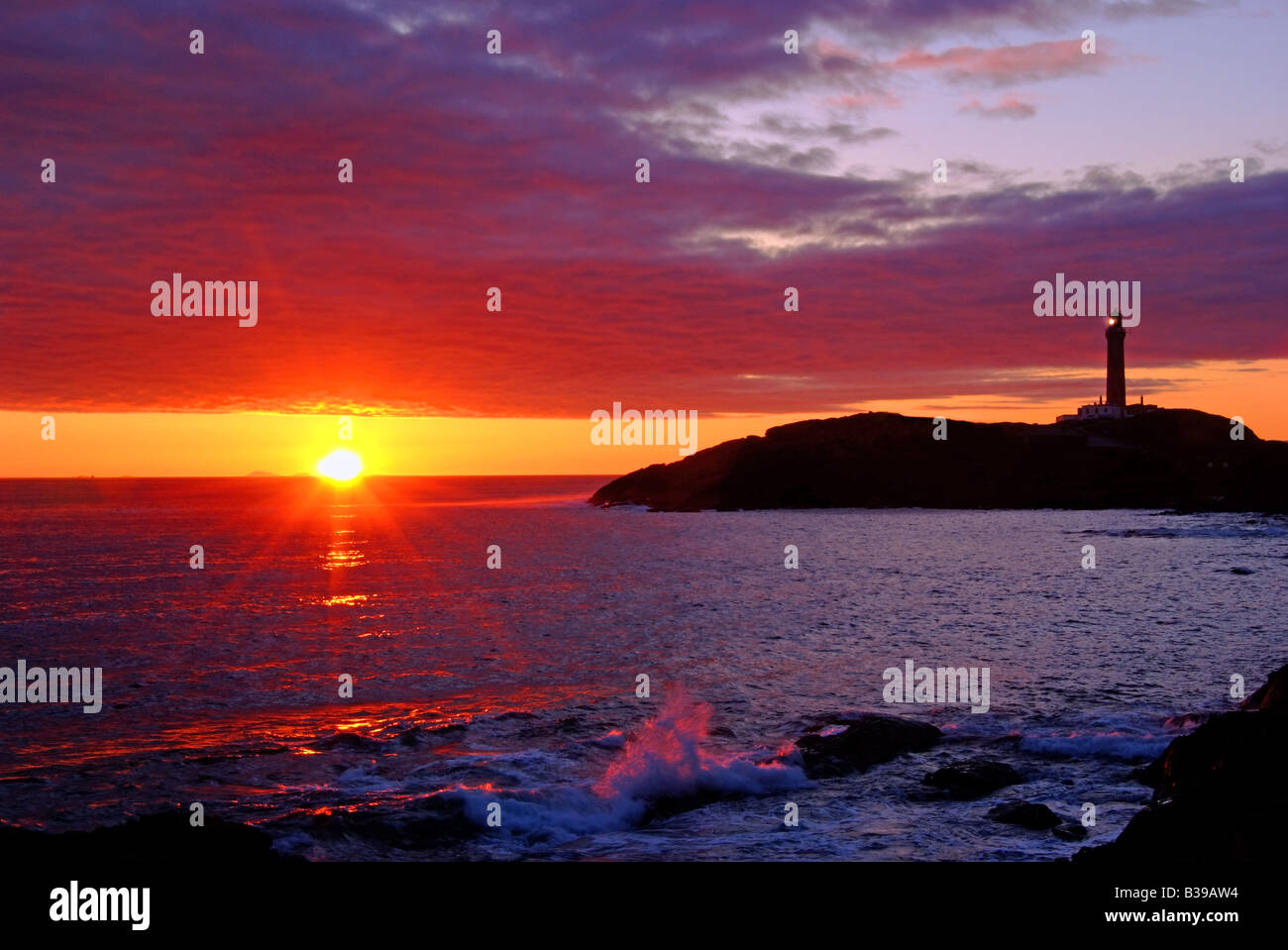 Uk Scotland Argyll Ardnamurchan Point Lighthouse At Sunset Stock Photo