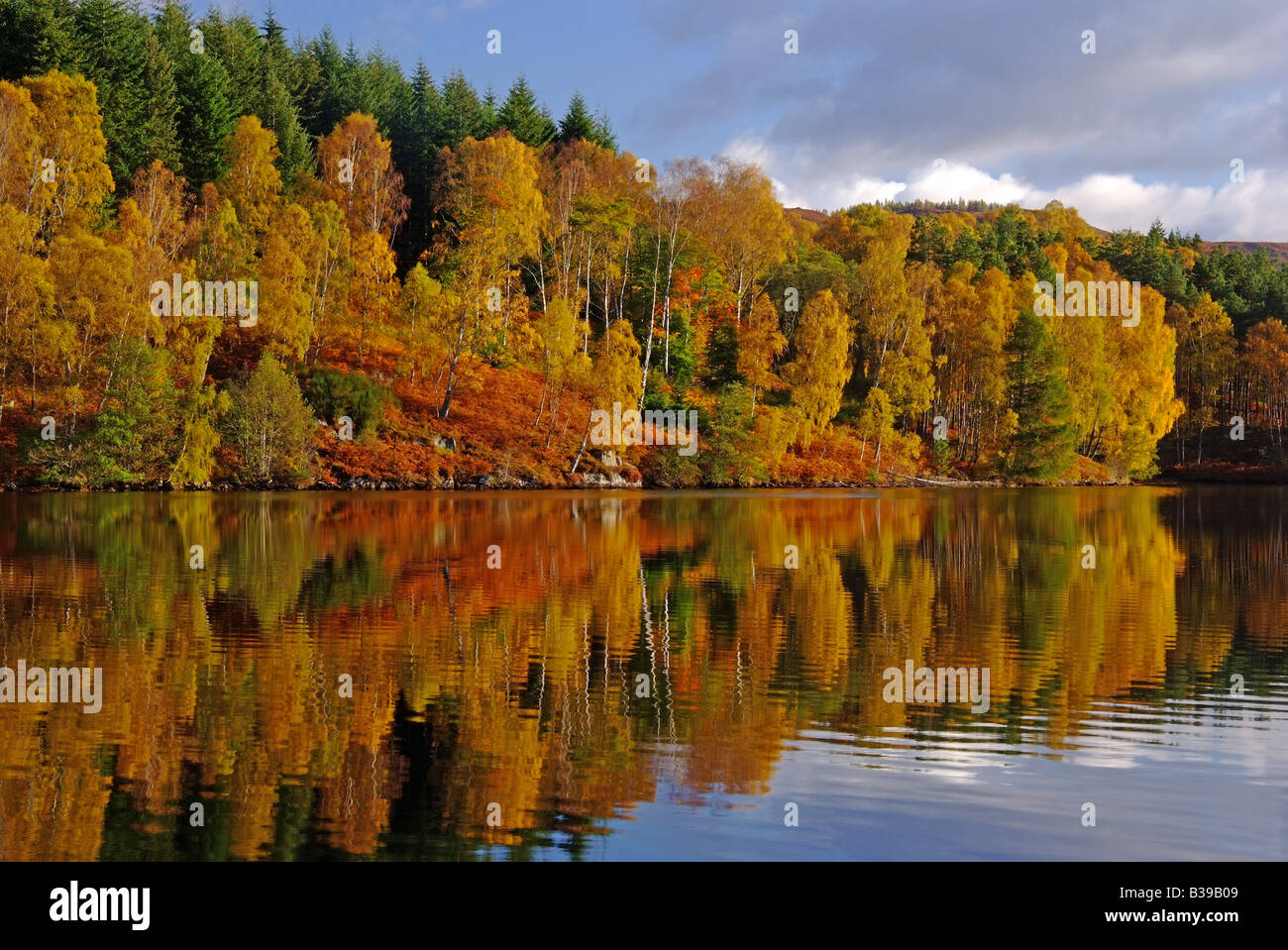 uk scotland tayside perthshire loch tummel autumn reflections Stock Photo