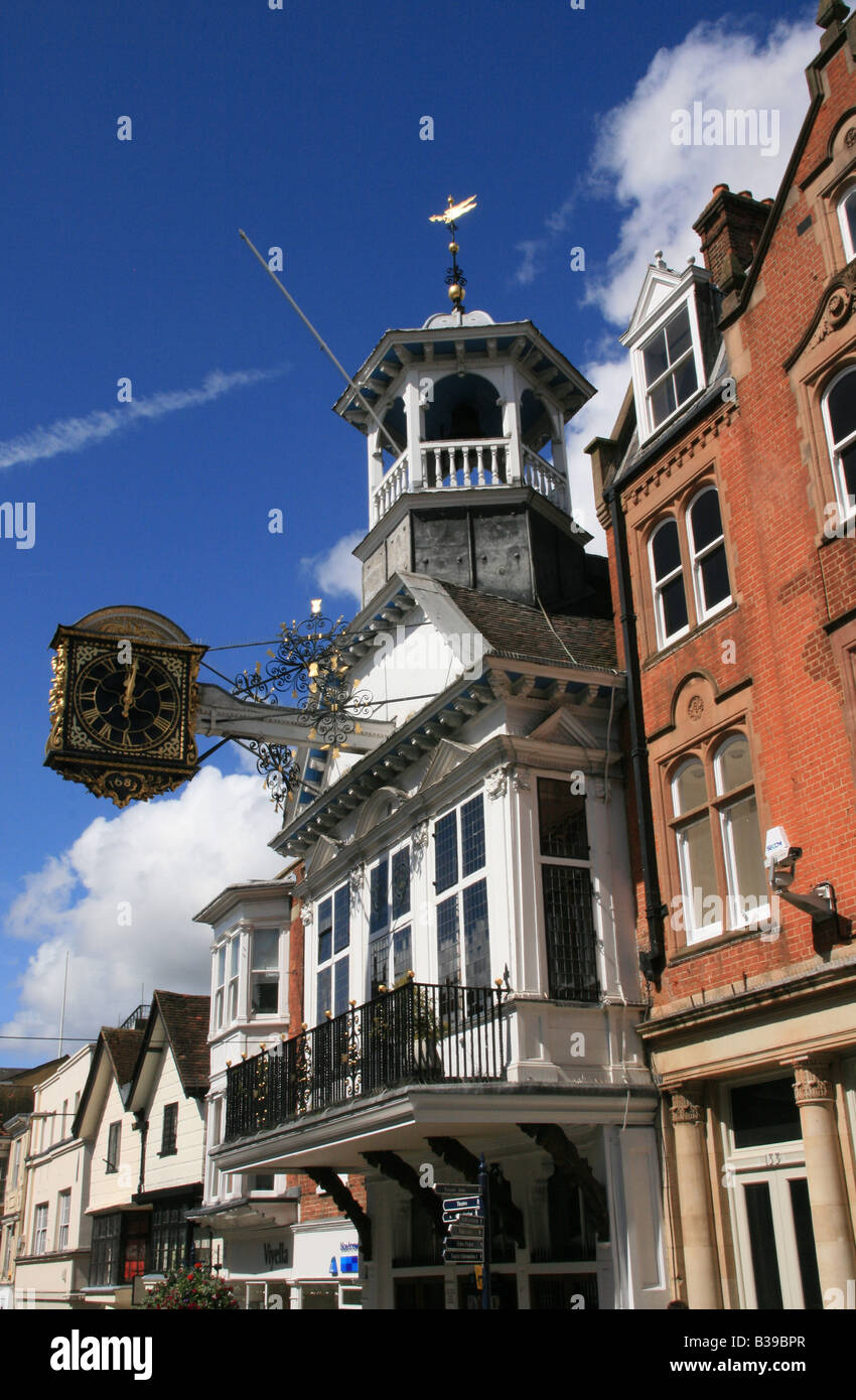 Guildford Guildhall& Clock Stock Photo
