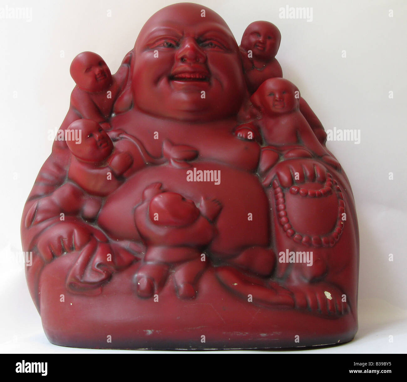 Laughing Buddha Statue which is an auspicious symbol of happiness, wealth and joy. Stock Photo