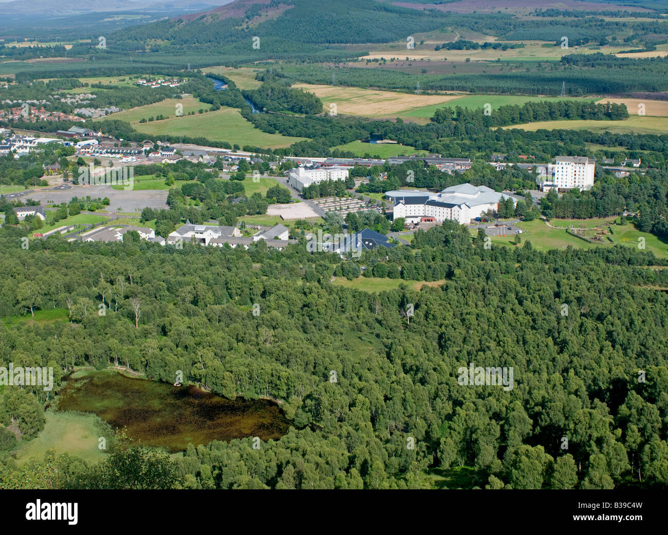 The Aviemore Centre complex from Craigellachie hill Inverness-shire Stock Photo