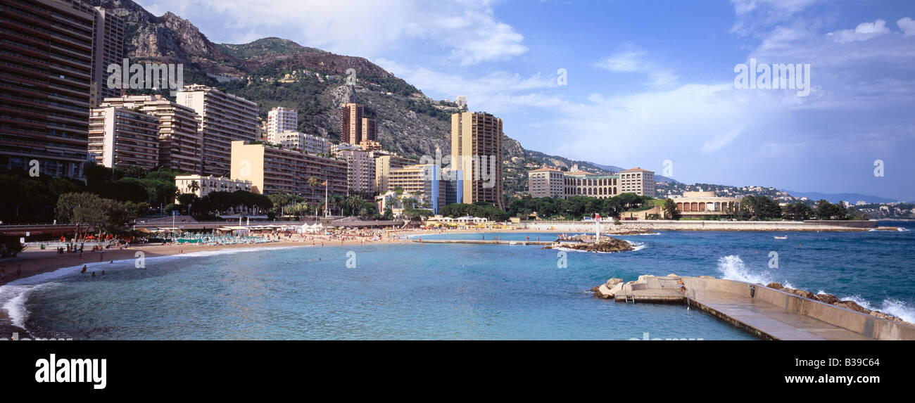 PLAGE DU LARVOTTO MONTE CARLO SOUTH OF FRANCE Stock Photo