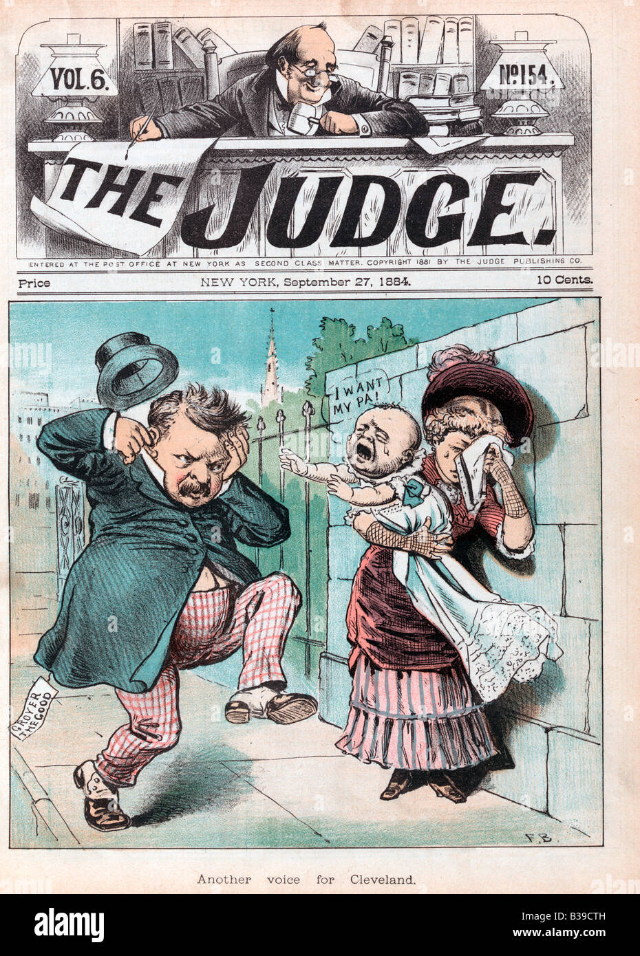 Another vote for Cleveland - 1884 Magazine cover making fun of Presidential Candidate Grover Cleveland Stock Photo
