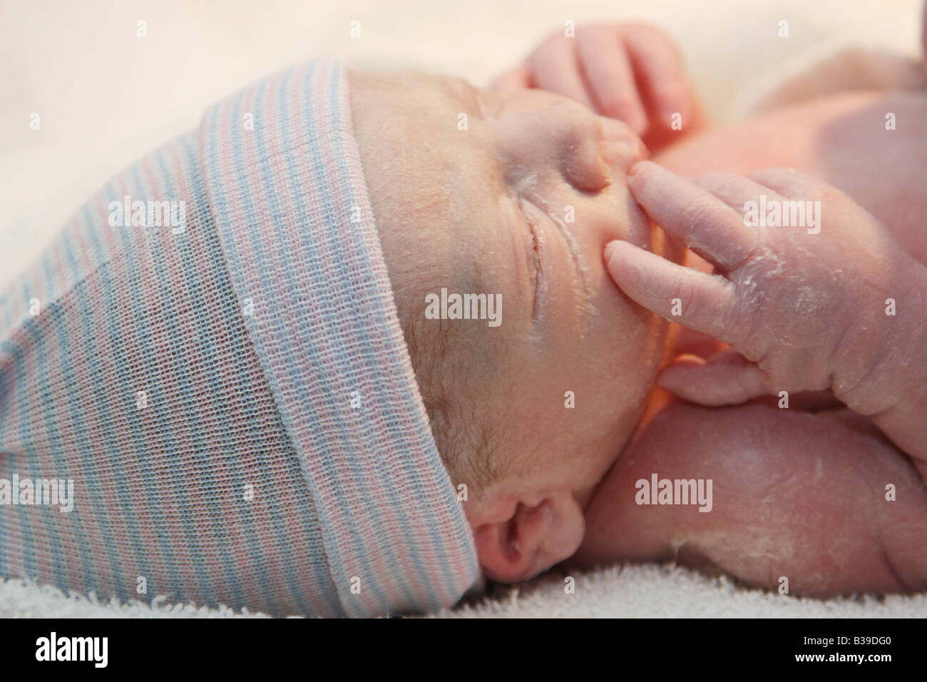 A Newborn Infant, Only Minutes Old Stock Photo