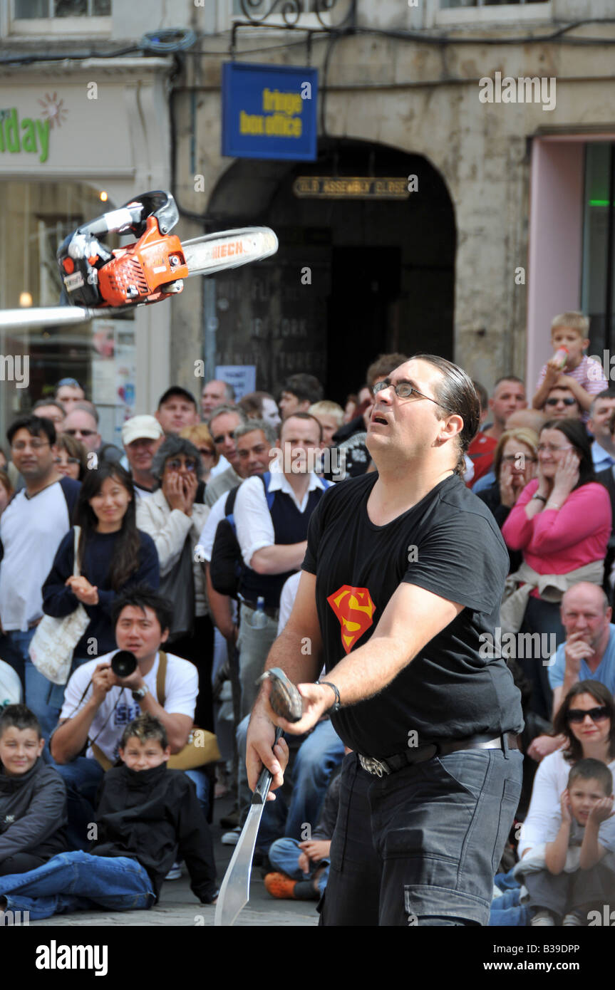 Juggling street performer Stock Photo