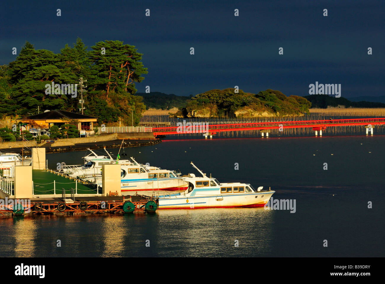 Fishing boats and stormy weather Matsushima bay Japan Stock Photo Alamy