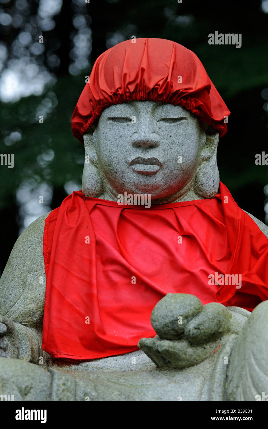 Jizo Bodhisattva statue with red bib and hat Tenri in temple Matsushima Japan Stock Photo Alamy