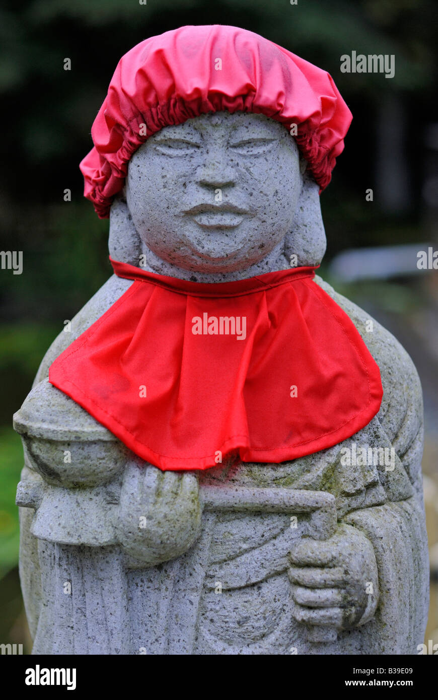 Jizo Bodhisattva statue with red bib and hat Tenri in temple Matsushima Japan Stock Photo Alamy