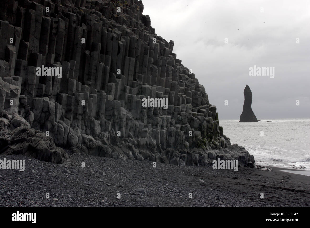 Iceland basalt cliffs and sea stacks at Garoar near Vik Stock Photo - Alamy