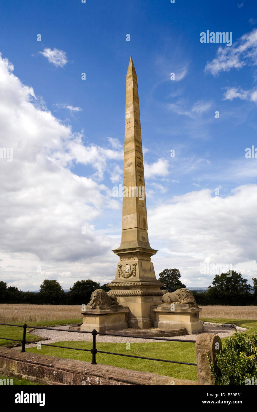 UK Cheshire Farndon Barnston Monument obelisk remembering Crimean Lieuitenant Colonel Roger Barnston Stock Photo