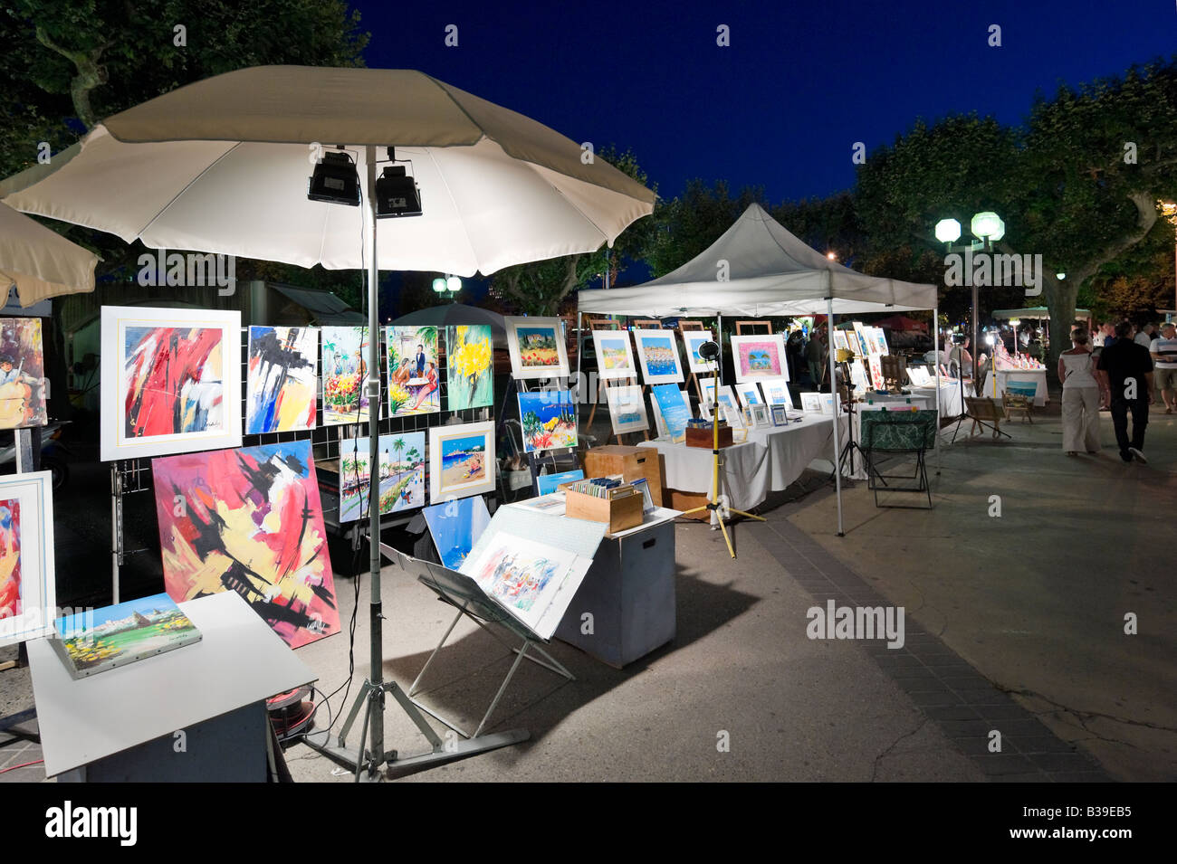Art for sale in Les Allees de la Liberte near the Vieux Port, Cannes, Cote d'Azur, Provence, France Stock Photo