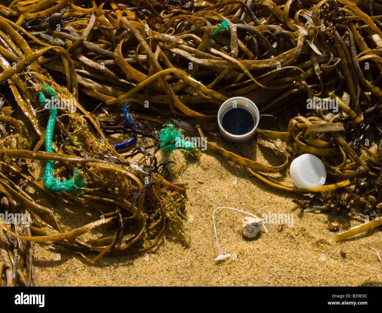 Rubbish washed up on the beach at Sandown Isle of Wight Stock Photo Alamy