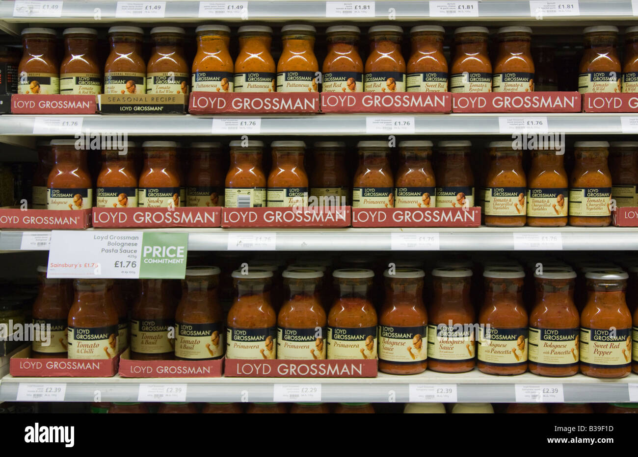 Loyd Grossman pasta sauces Waitrose Stock Photo