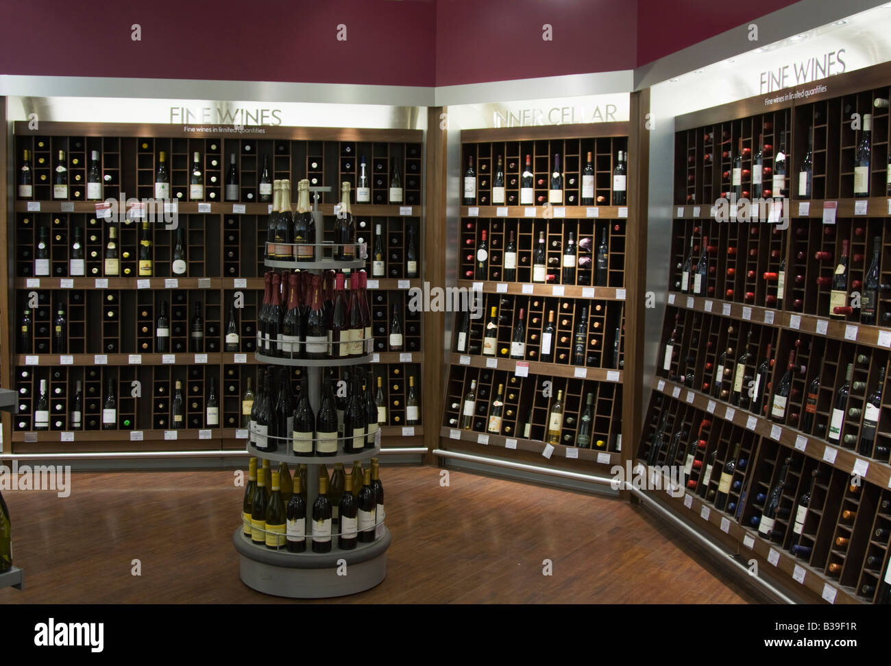 Fine wine section Waitrose supermarket Berkhamsted Herts Stock Photo
