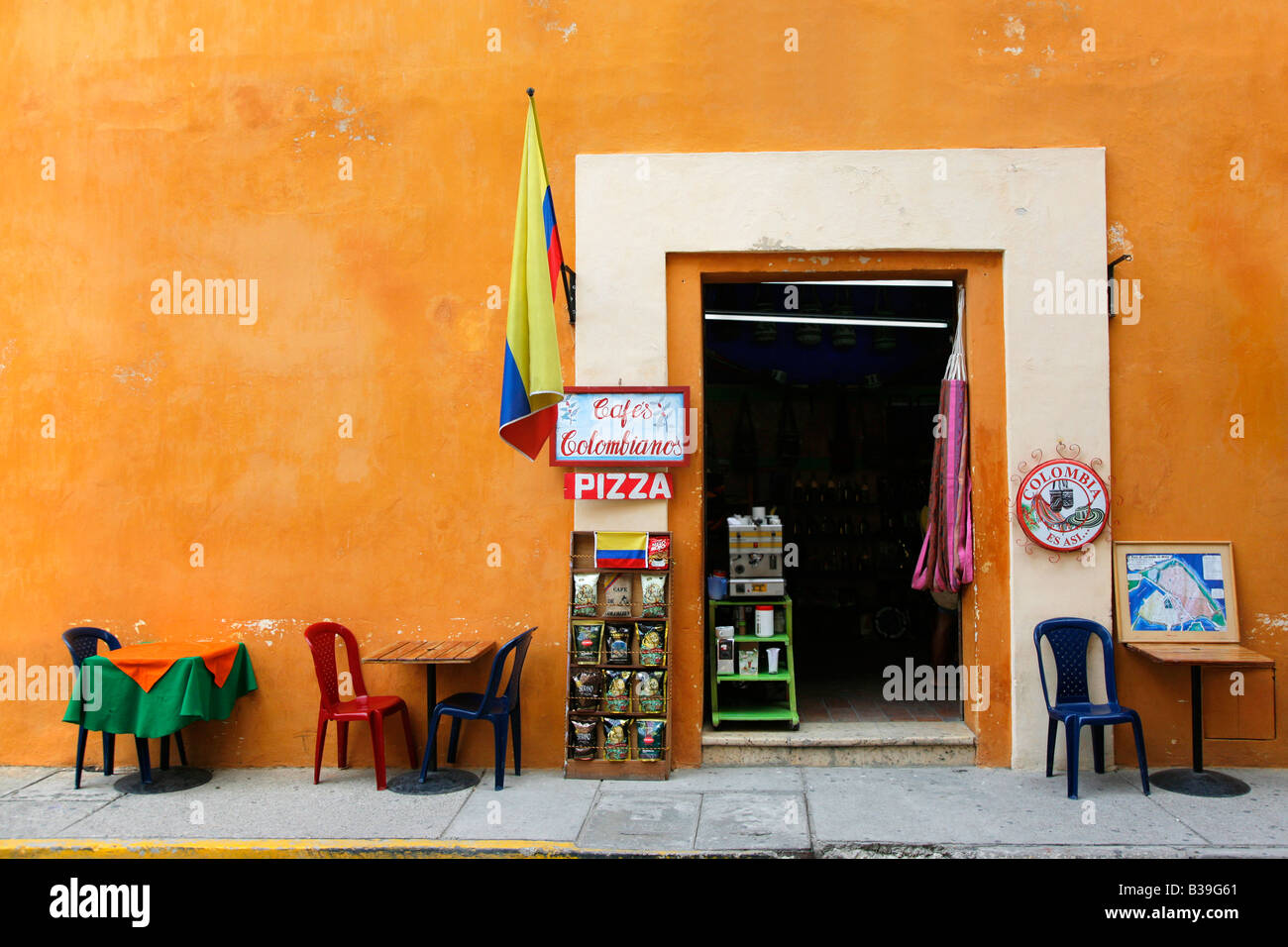Street Cafe in Cartagena Colombia Stock Photo