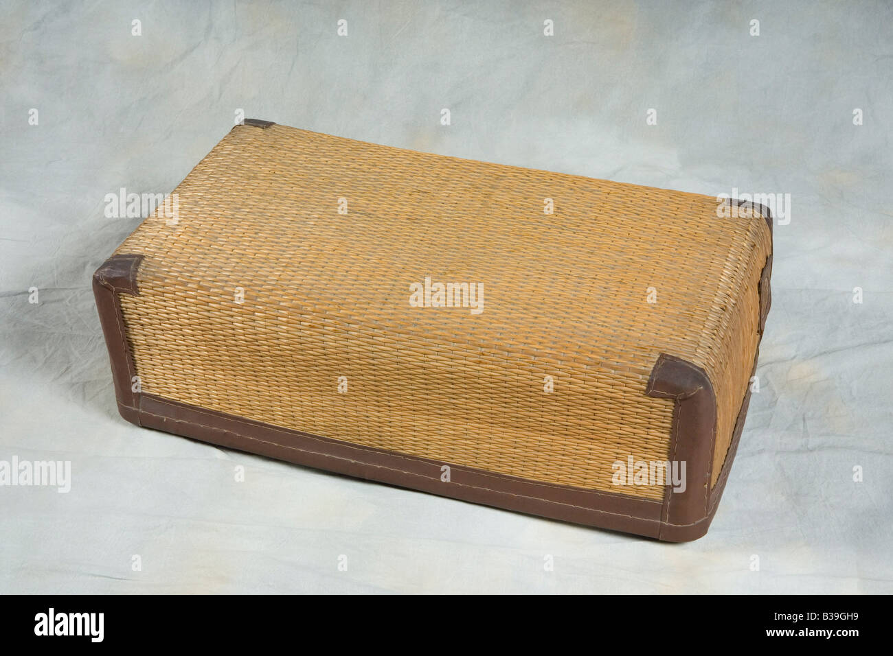 Antique wicker trunk Stock Photo