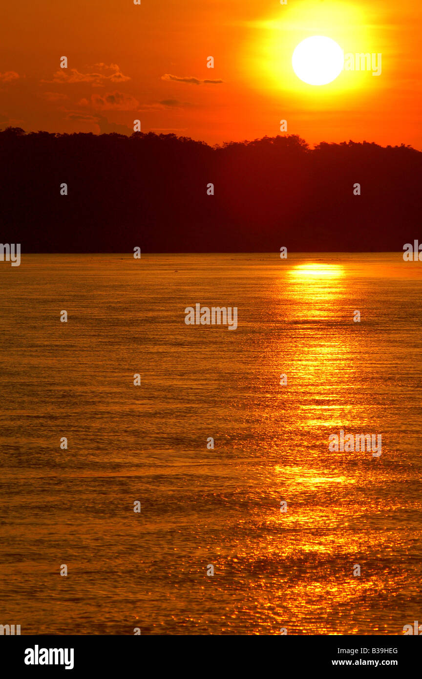 Sunset in Jurua river state of Amazonas Amazon Brazil Photo Fernanda Preto Stock Photo