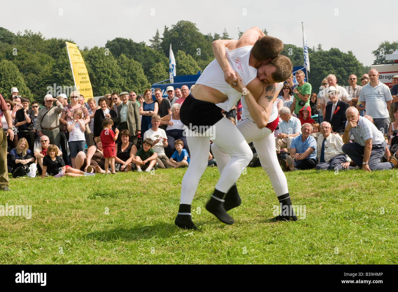 Cumberland and Westmorland Wrestling at an agricultural show in Cumbria Stock Photo