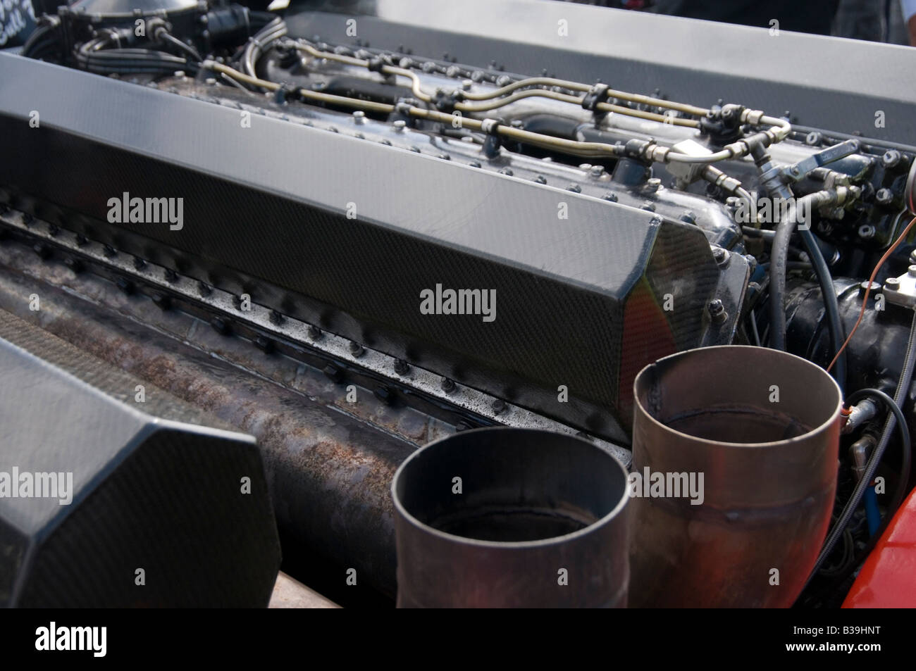 Modified tractor puller pulling rolls Royce griffin plane engine Stock