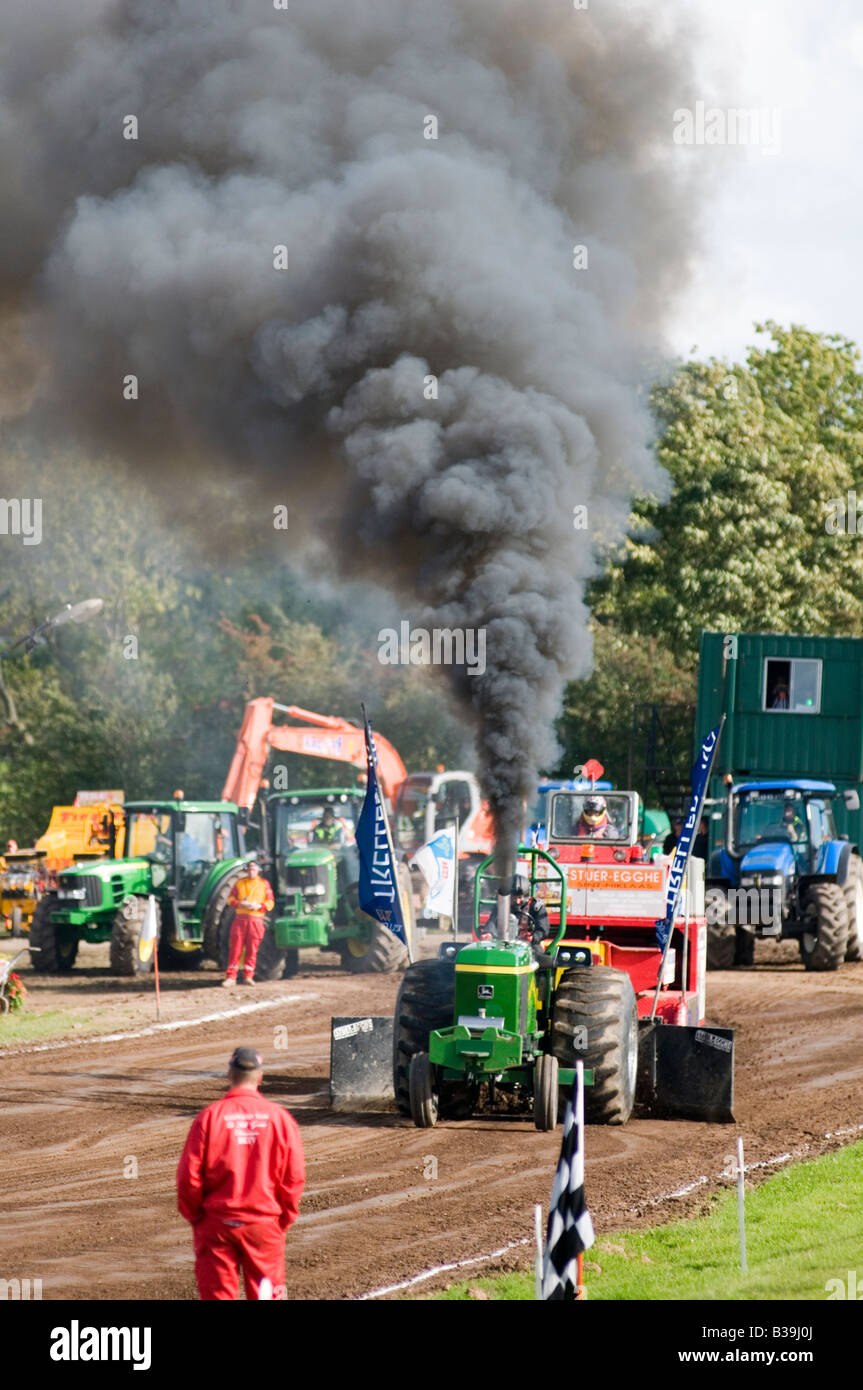 Diesel black smoke engine tractor pulling emission emissions test testing emission Stock Photo