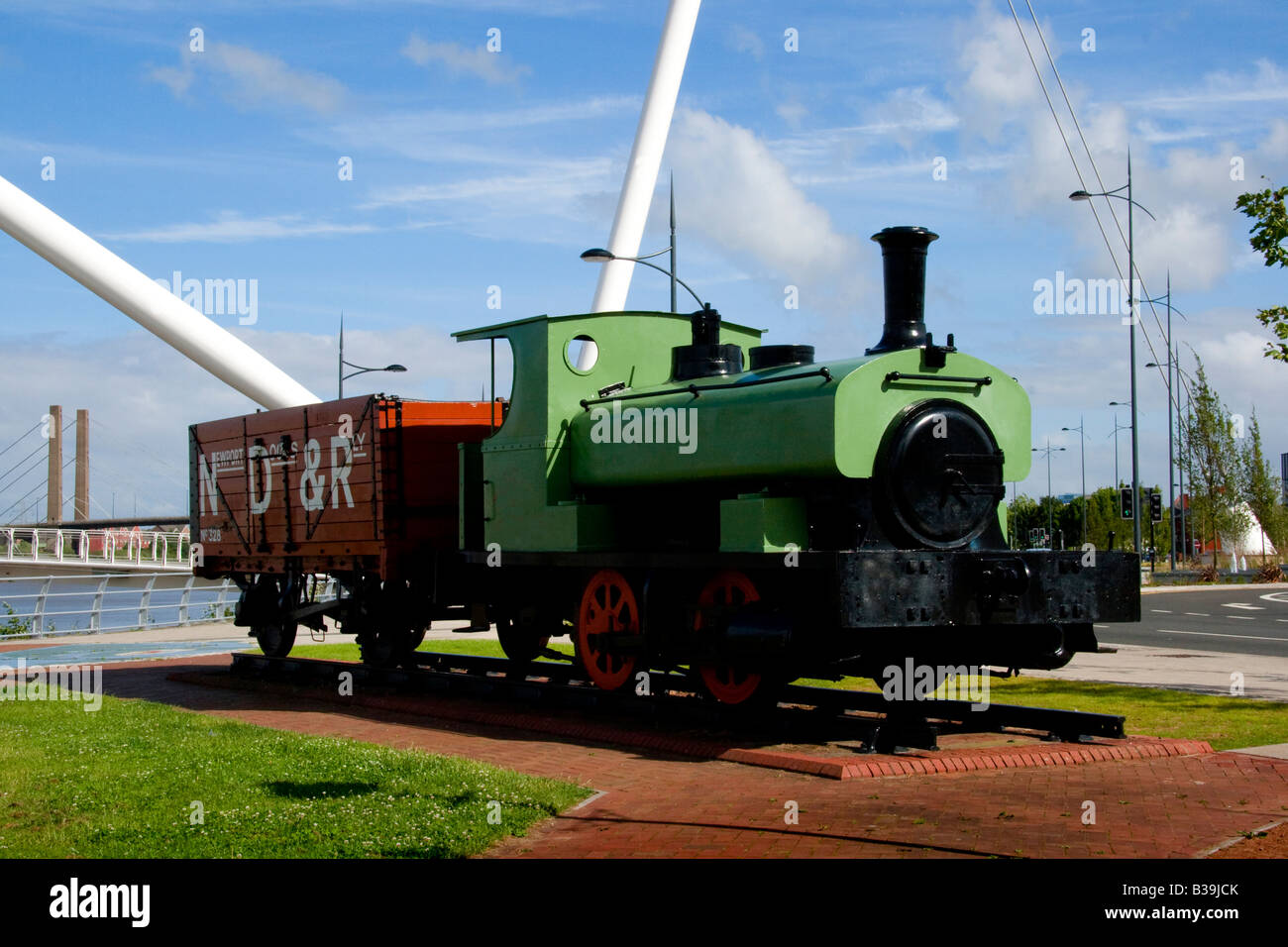 Restored steam locomotive engine Blaenavon Wharf Newport Stock Photo