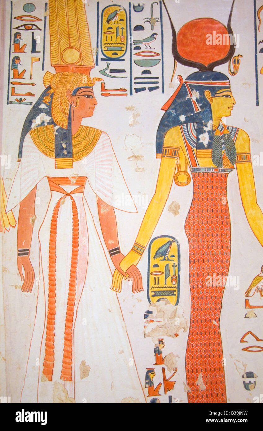 The Goddess Isis leads Queen Nefertiti into the sacred land- Ashmolean Museum Oxford Stock Photo