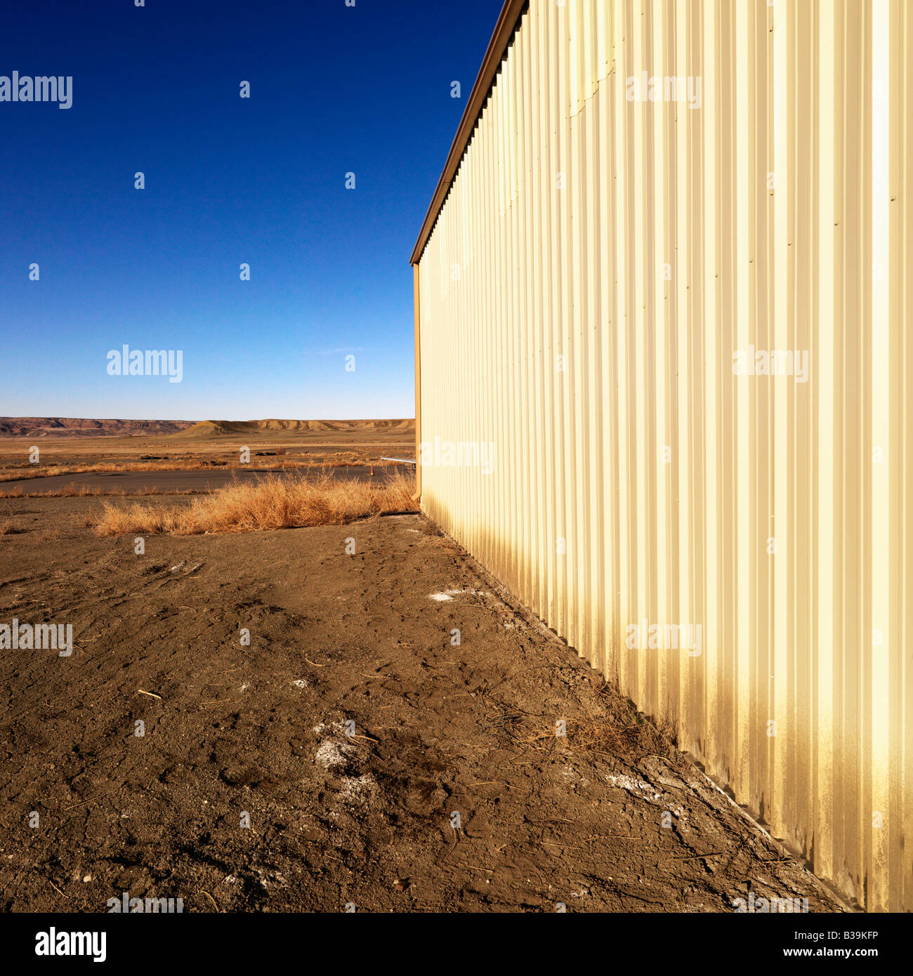 Industrial storage building in rural Utah desert Stock Photo