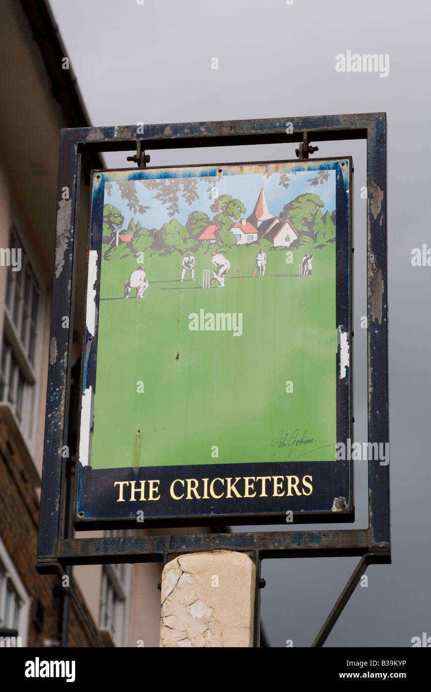 'The Cricketers' Pub sign next to the Kennington Oval Stock Photo