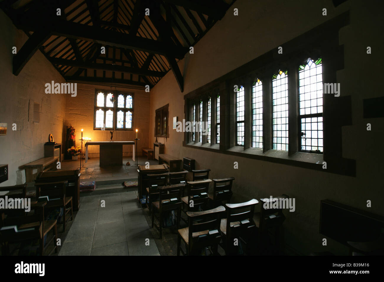 City of Derby, England. Internal view of the Chapel of St Mary on the Bridge at Derby’s St Mary’s Bridge. Stock Photo