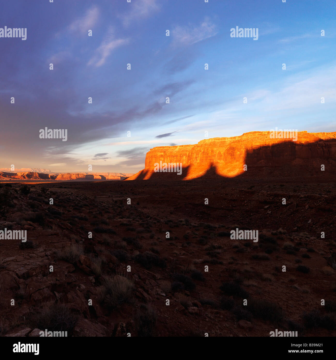 Scenic landscape of mesas in Monument Valley near the border of Arizona