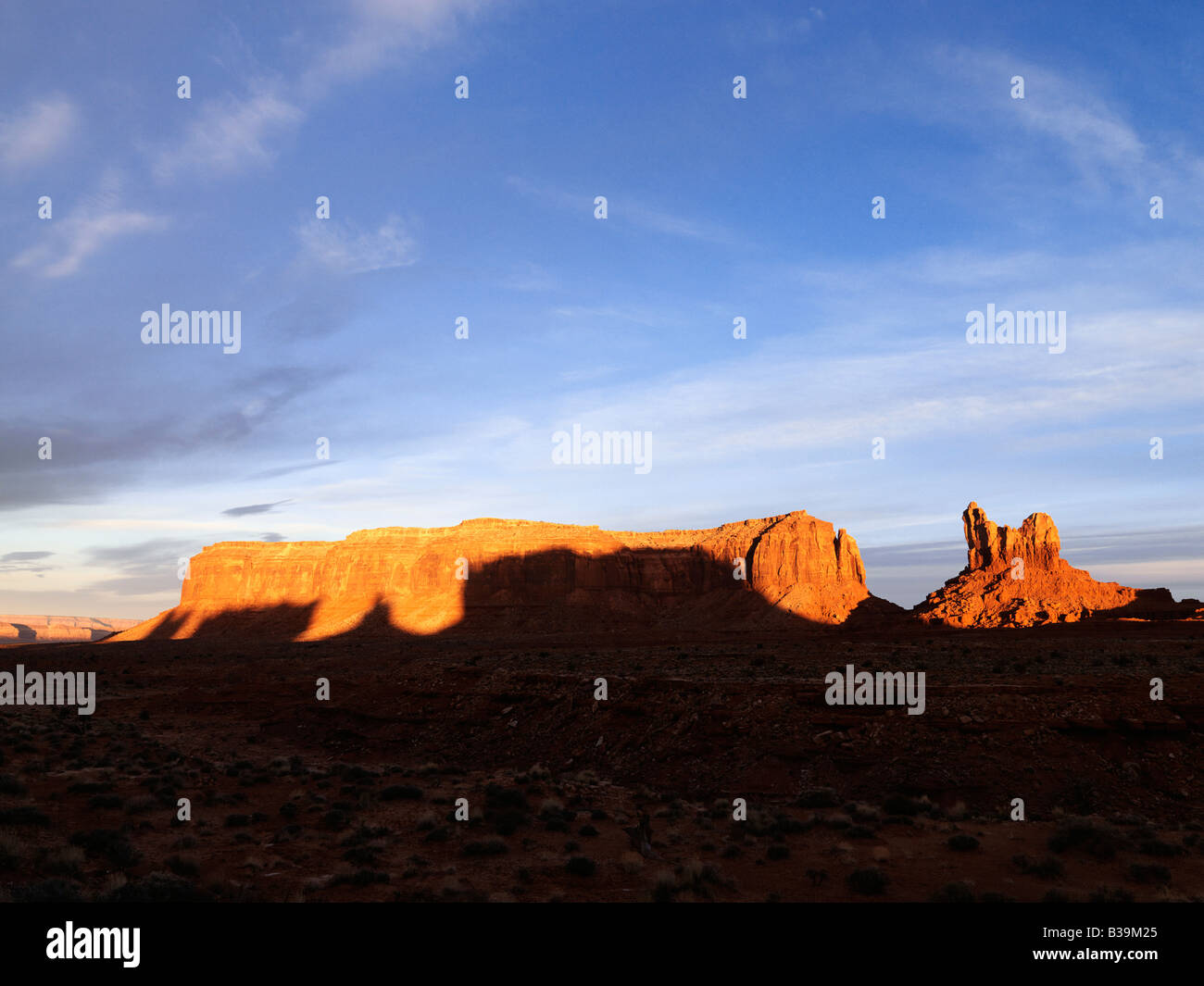 Scenic landscape of mesas in Monument Valley near the border of Arizona