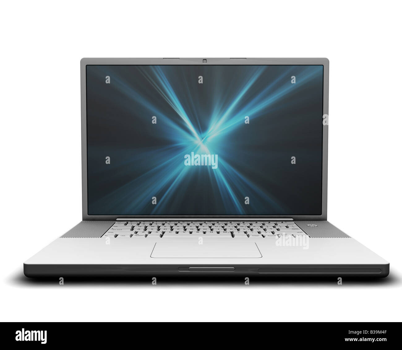 3D render of a computer with abstract background on the screen Stock ...