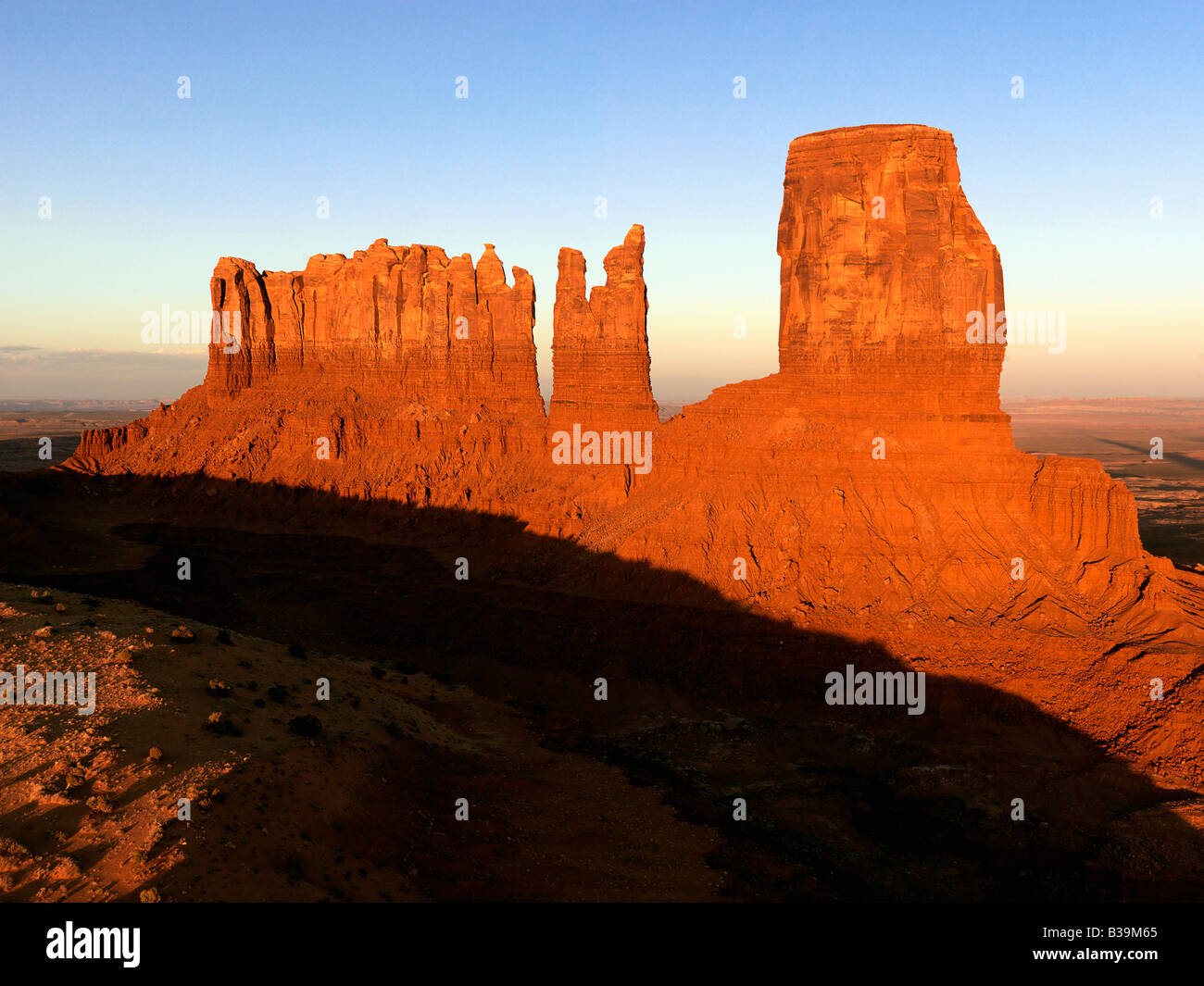 Scenic landscape of mesas in Monument Valley near the border of Arizona and Utah United States Stock Photo