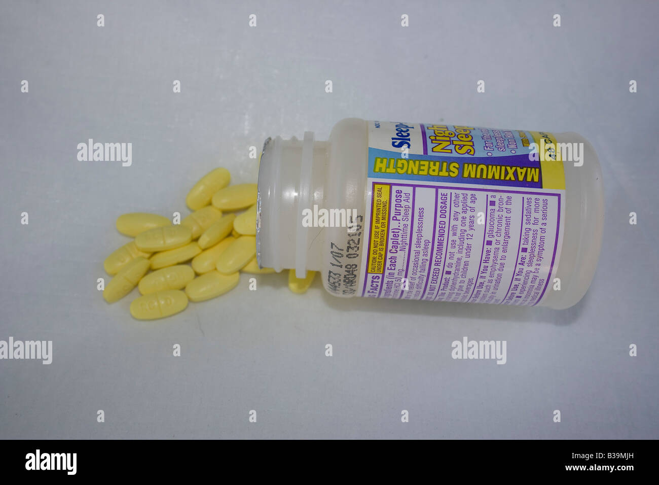 Sleeping Pills And Container Stock Photo Alamy