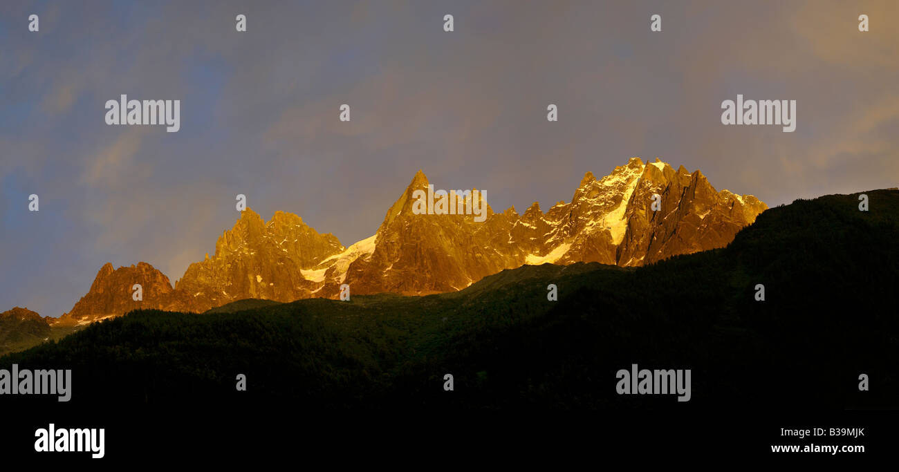 Sunset on the Mont Blanc Massif - Chamonix Mont Blanc, France Stock Photo