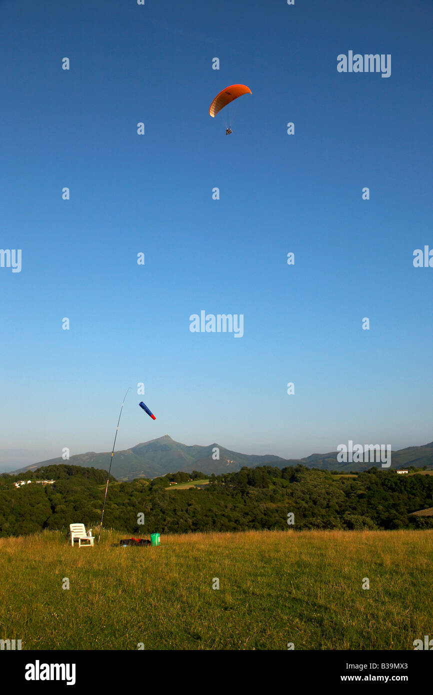 Motorized paraglider Pays Basque France Stock Photo