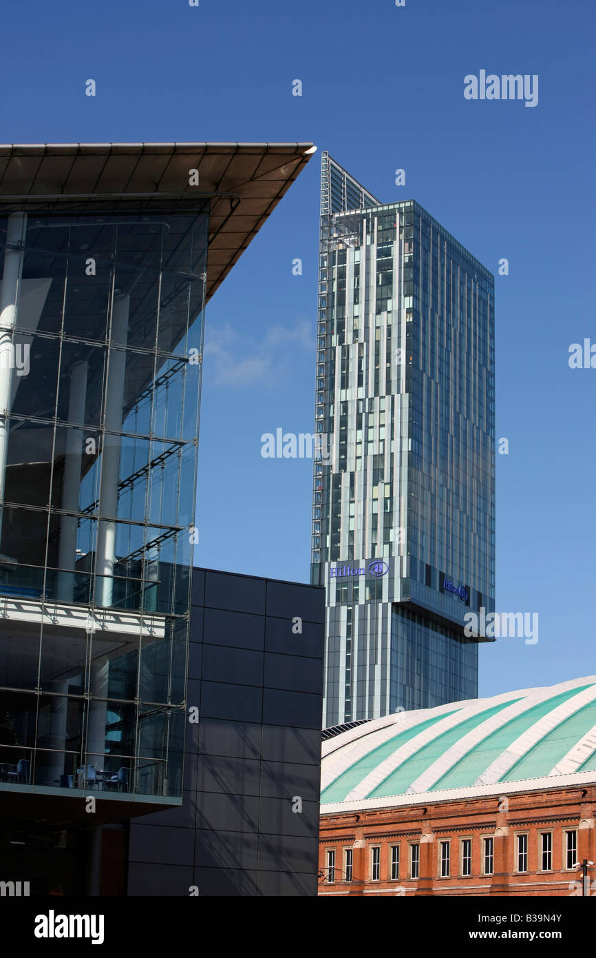 Bridgewater Hall, Manchester Convention Centre Convention Complex and Beetham Tower, Manchester, UK Stock Photo