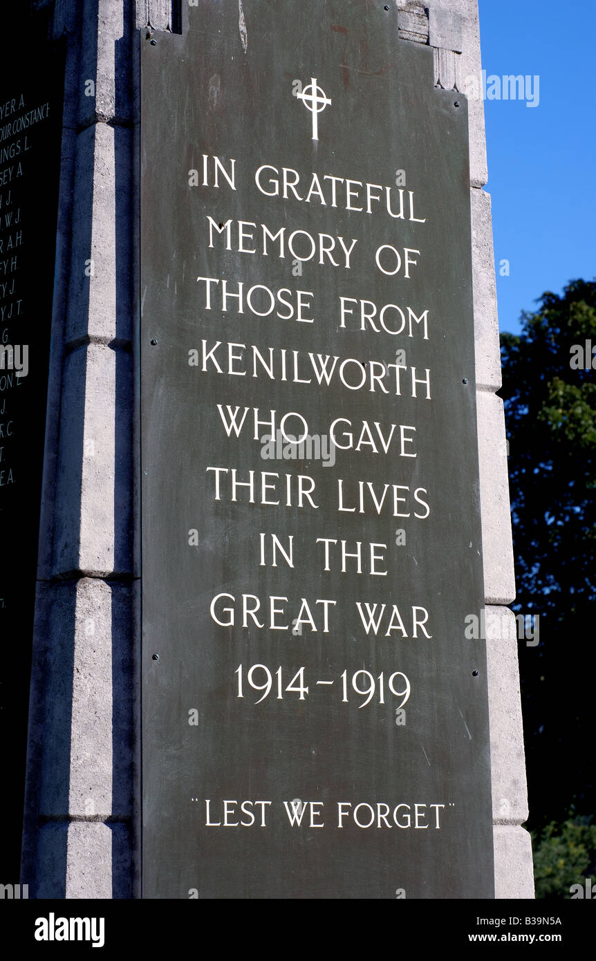 The War Memorial, Kenilworth, Warwickshire, England, UK Stock Photo