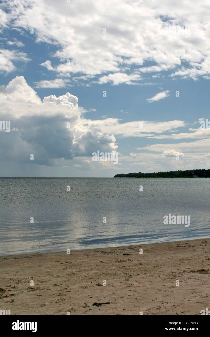 Rainshowers Over Beach On West Shore Of Lake Michigan Door
