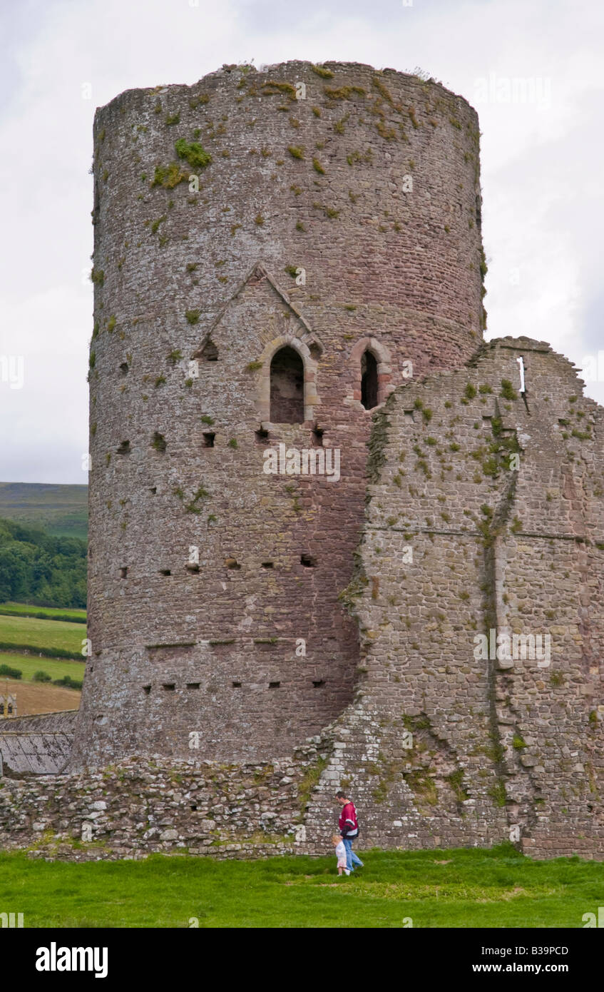 Tretower Castle near Crickhowell Powys Wales UK GB which dates from mid 12th century Stock Photo