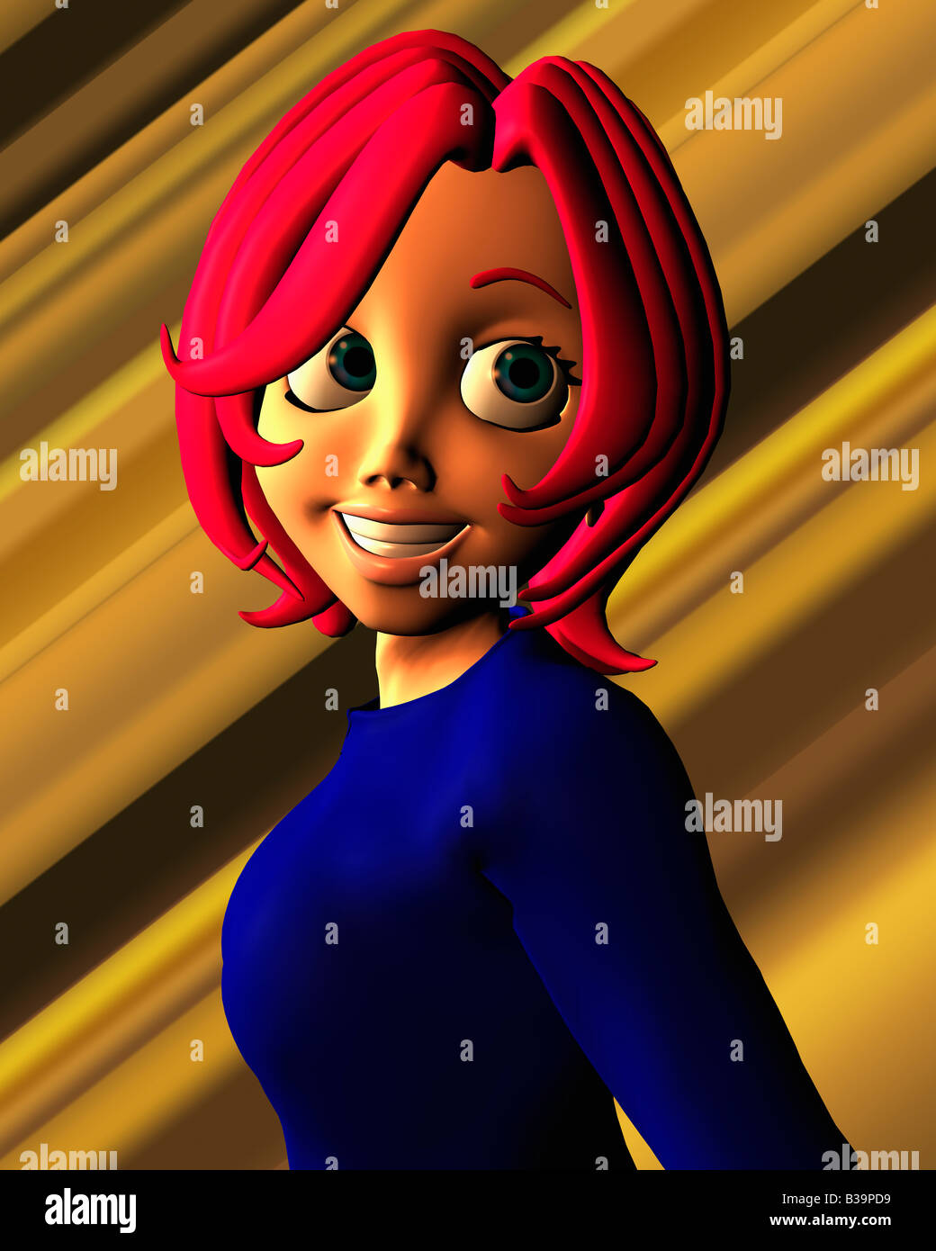 Cartoon Illustration Of A Teen Girl With A Toothy Smile Stock Photo